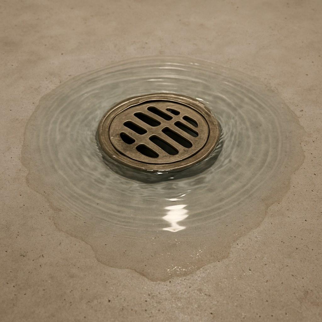 Water backing up from a basement floor drain
