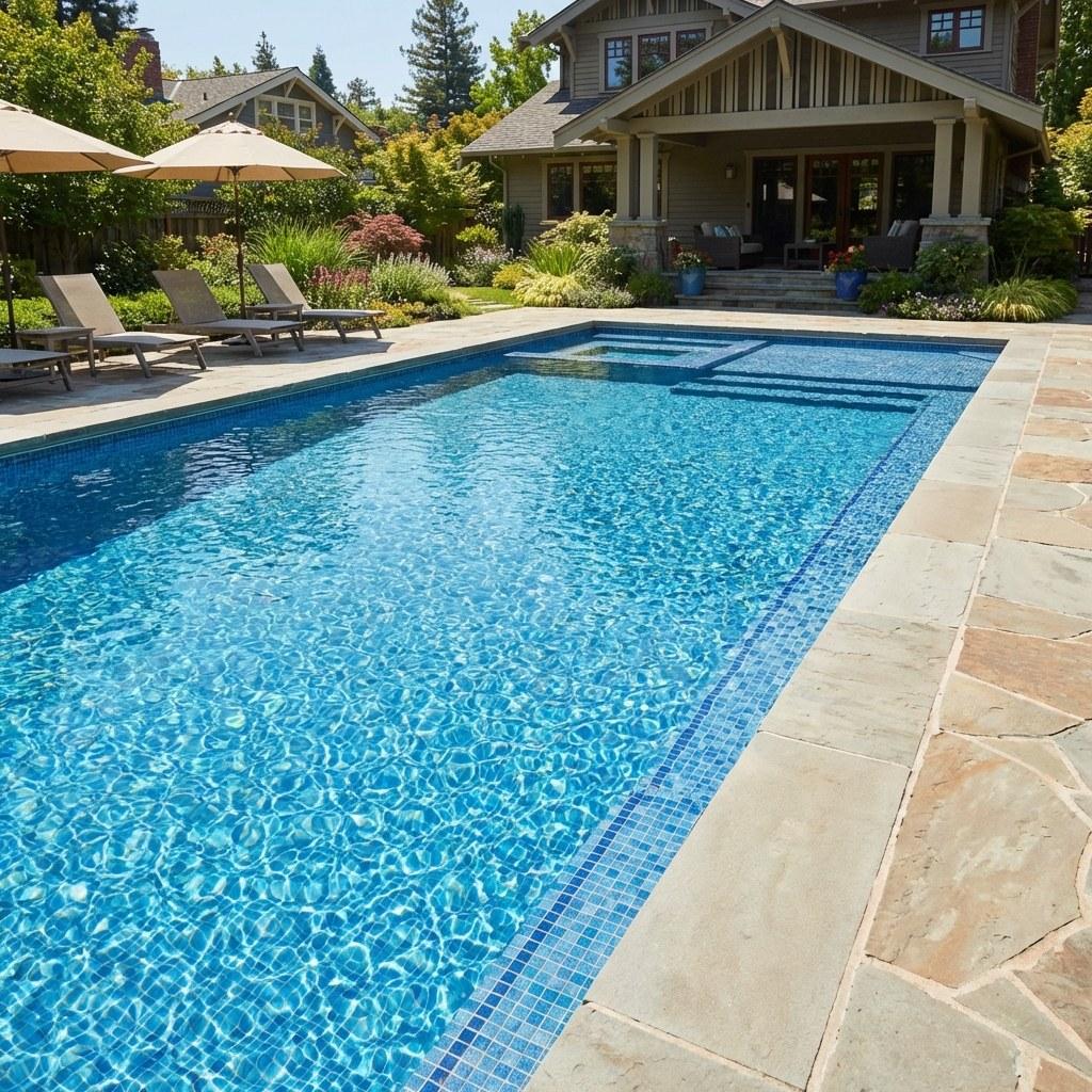 A clean residential swimming pool