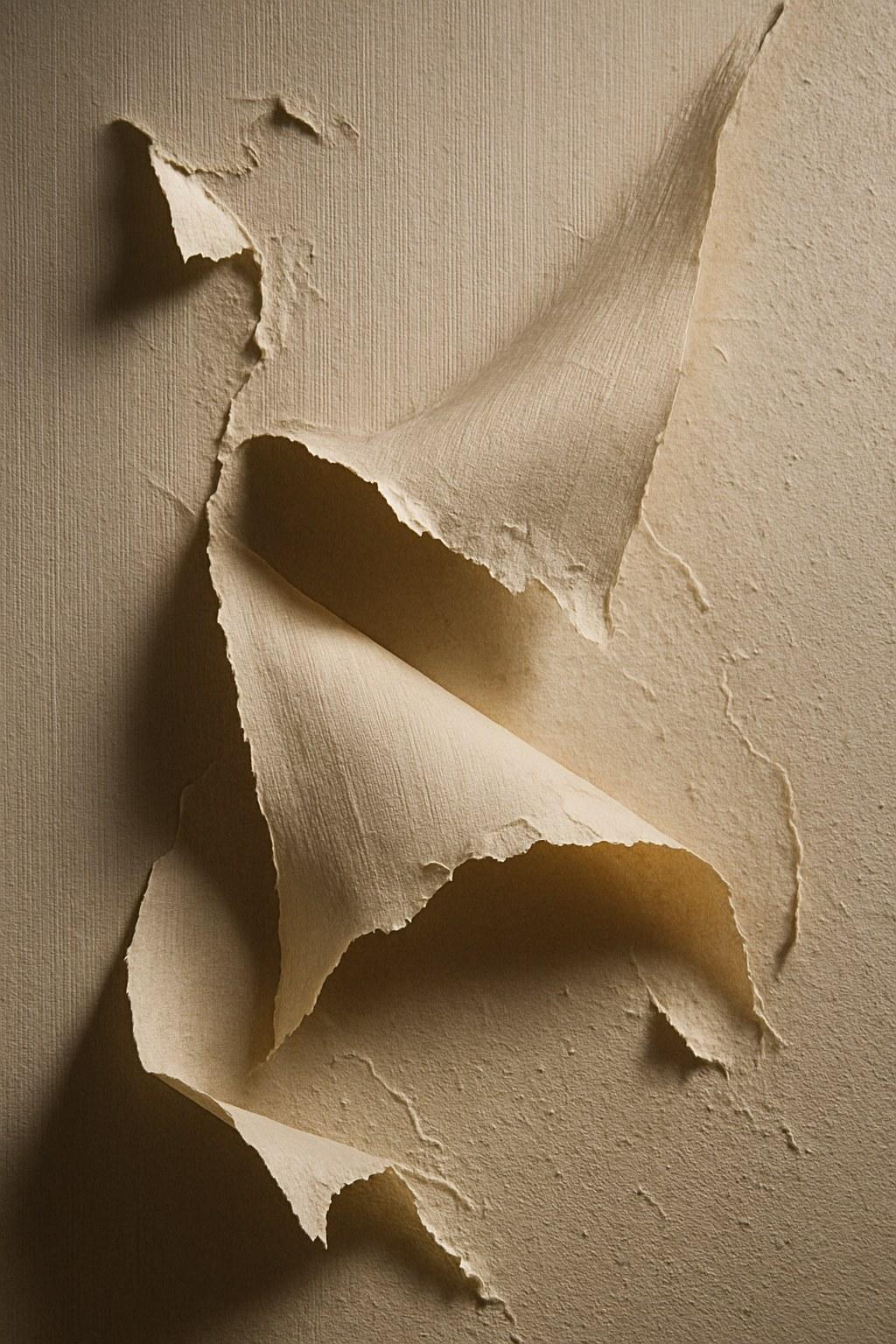 Wallpaper peeling away from a wall