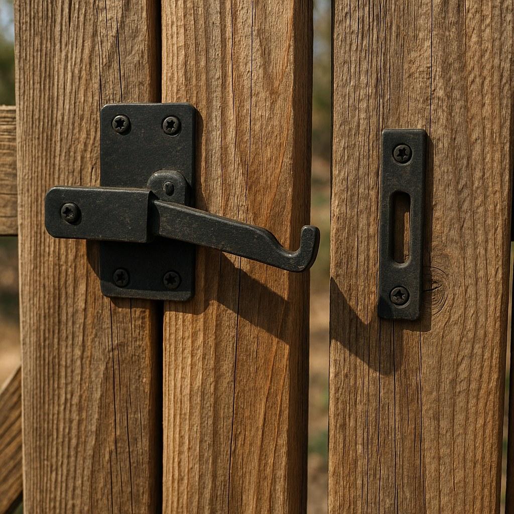 A misaligned fence gate latch that is not closing properly.