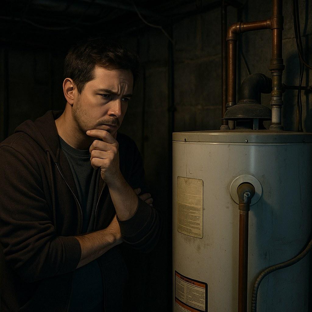 A homeowner troubleshooting a water heater that keeps shutting off.