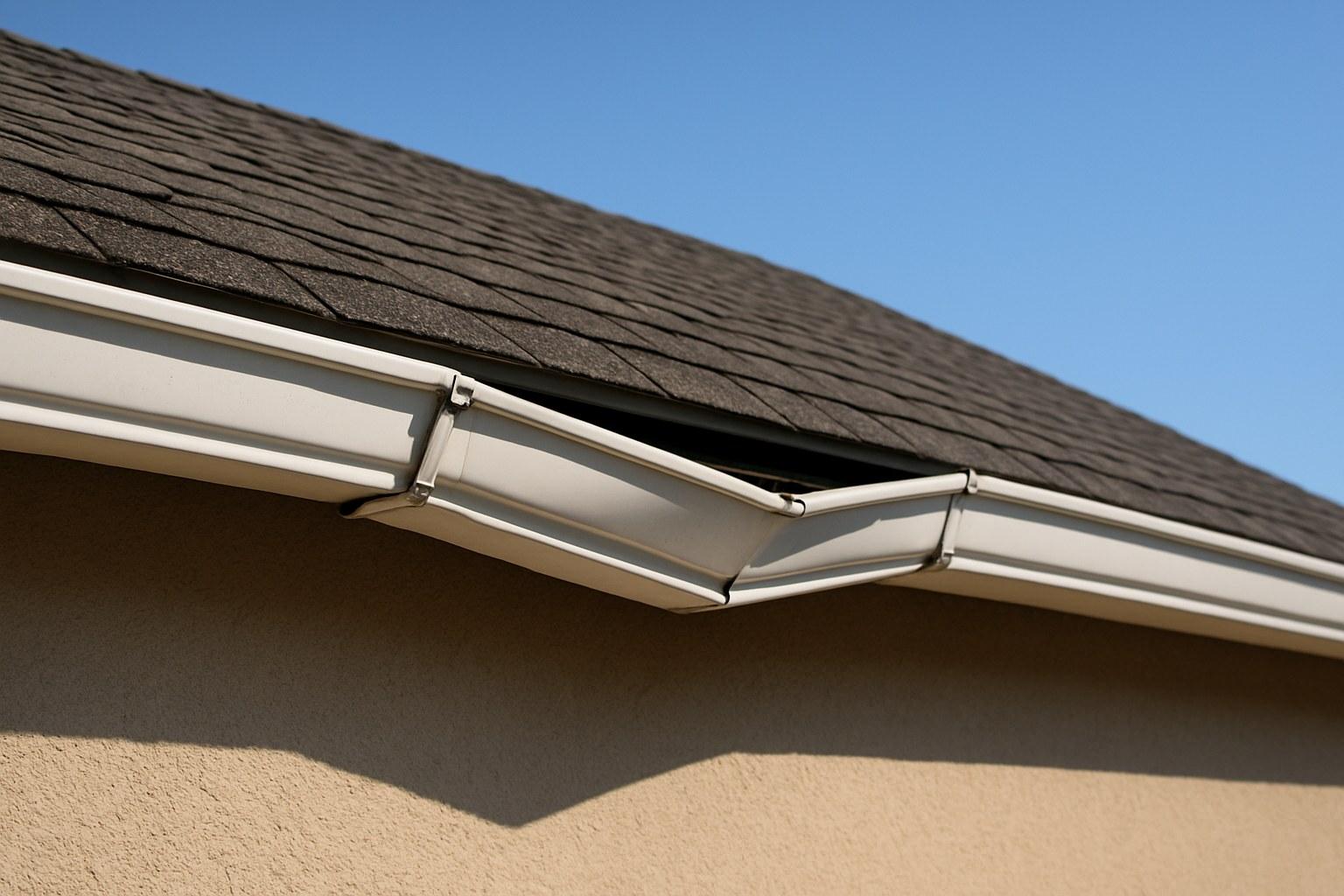 A sagging gutter pulling away from the fascia board of a home
