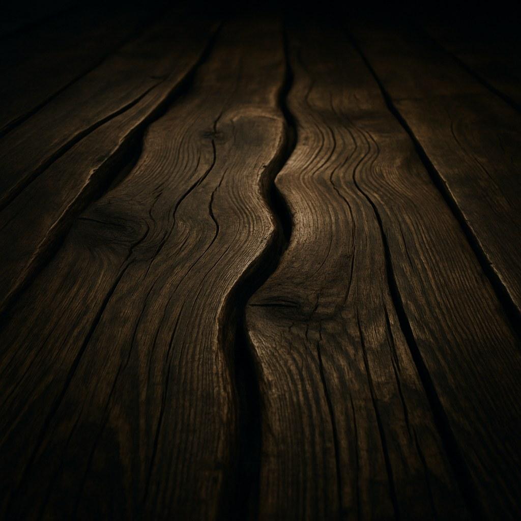 Close-up of warped and cupped hardwood flooring