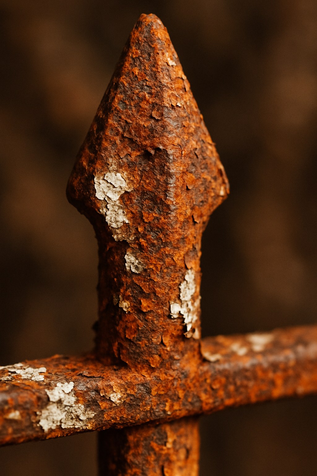 Close-up of a corroded and rusty metal fence