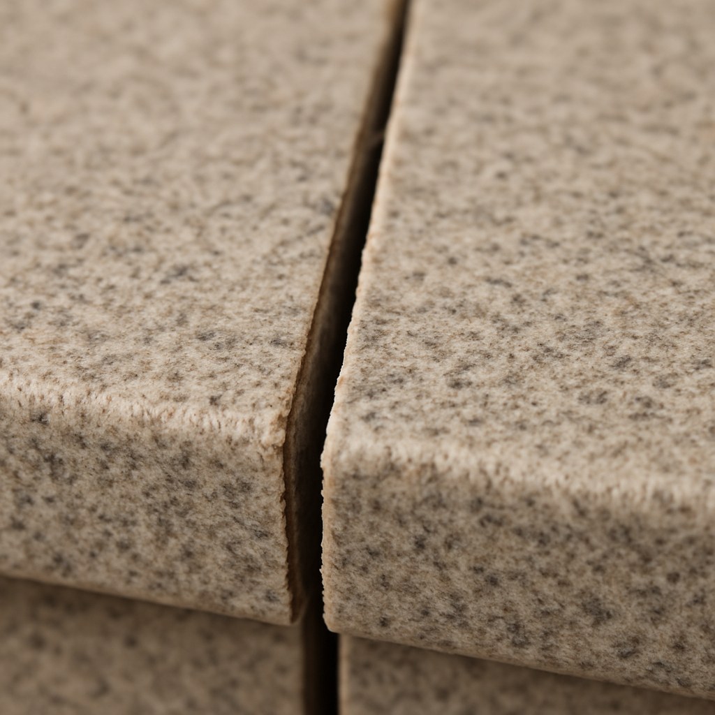 A separated seam on a kitchen countertop