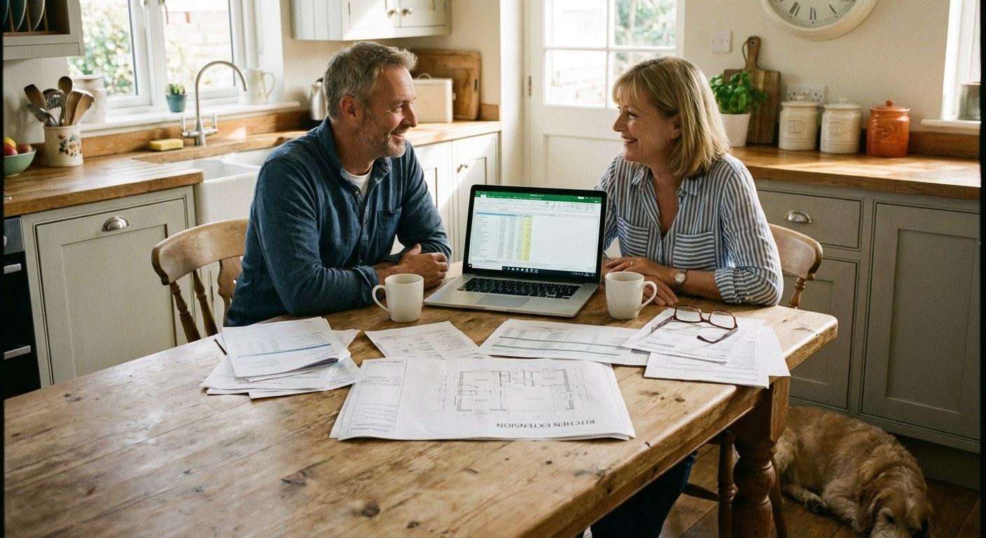 A couple reviewing home equity loan options at their kitchen table