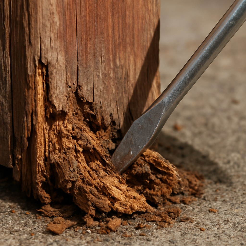 Diagnosing wood rot on a door