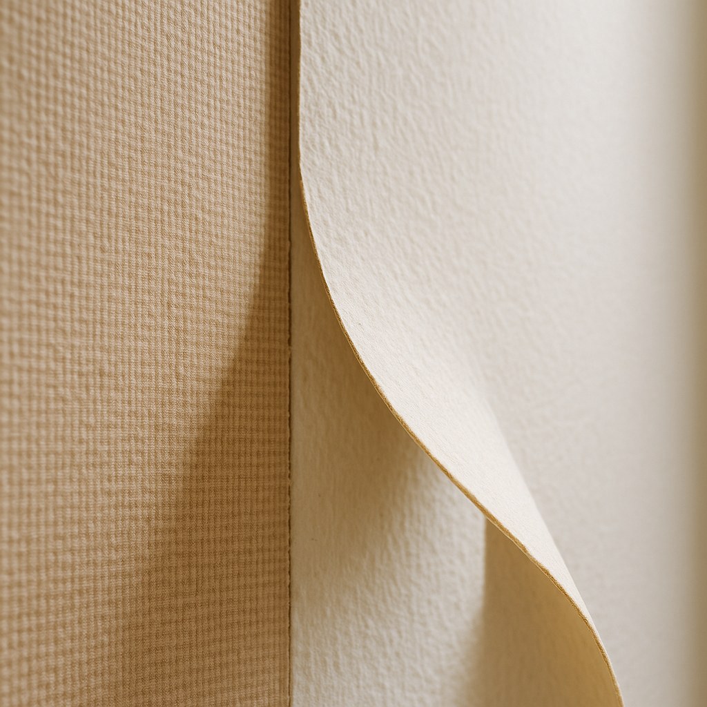 A wallpaper seam peeling away from the wall