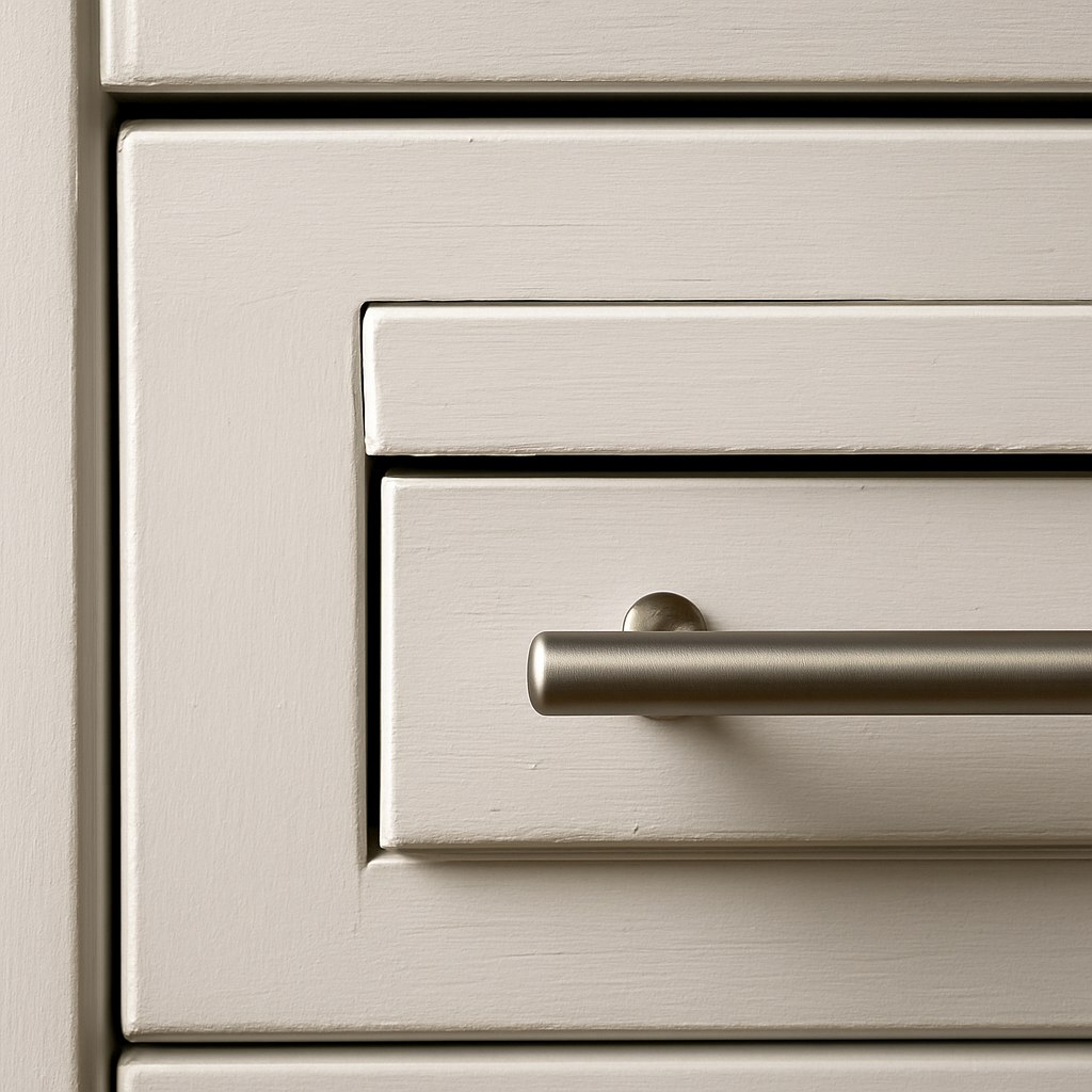 A crooked kitchen drawer with uneven gaps