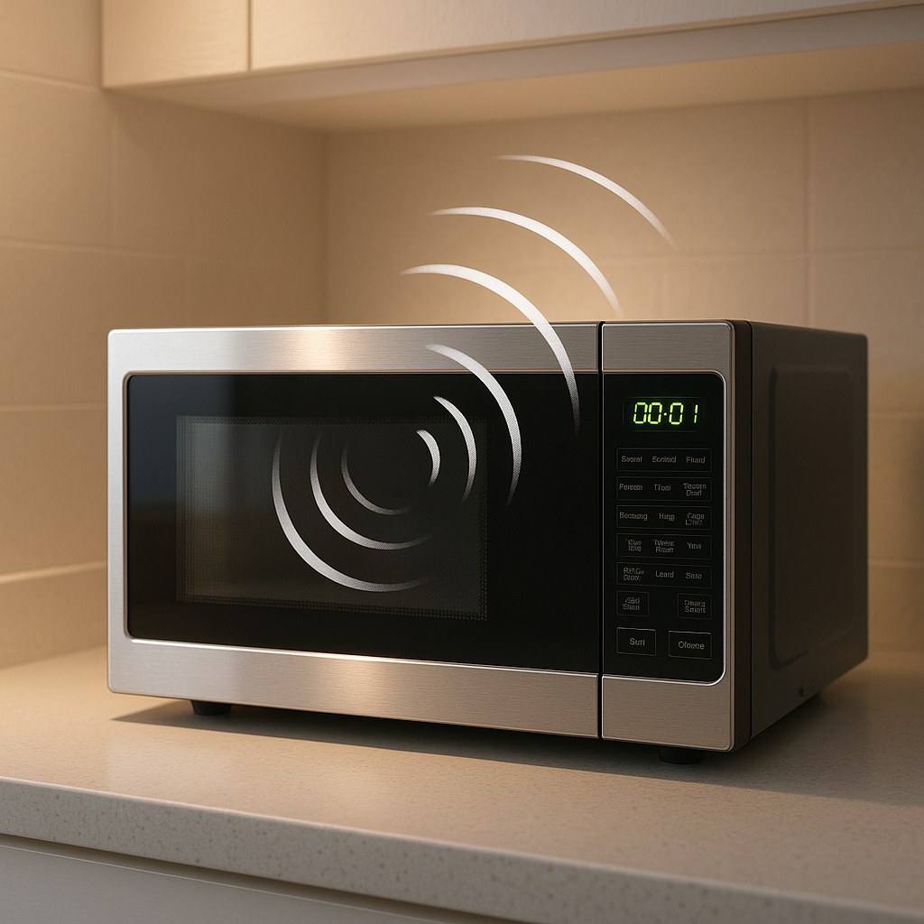 Illustration of a microwave making a strange noise