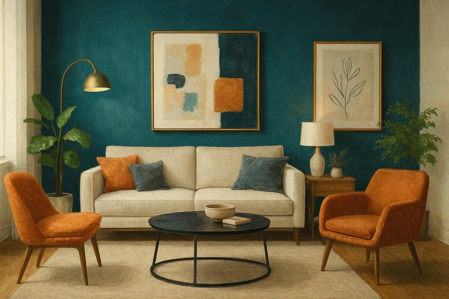 A freshly painted living room wall shown as an example of a successful DIY project