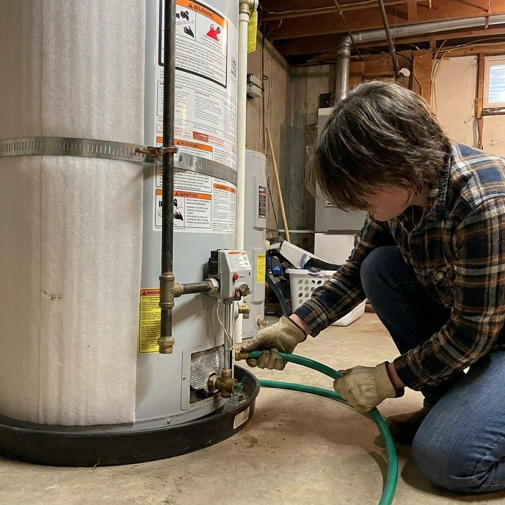 Attaching a garden hose to a water heater drain valve