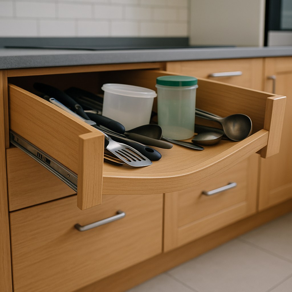 A dresser drawer with a visibly sagging bottom panel.